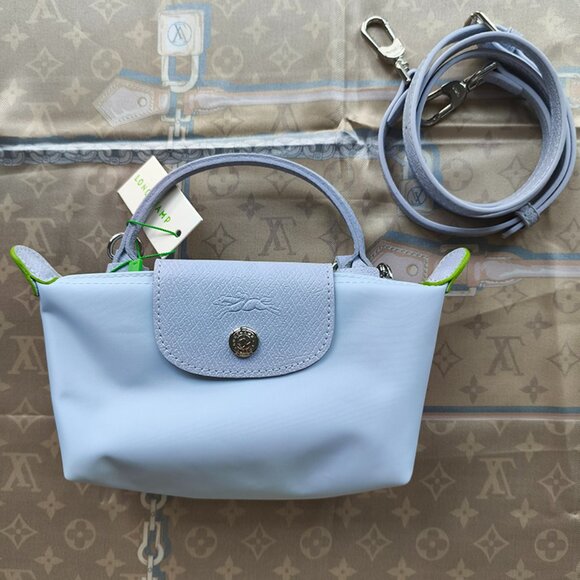 Longchamp Mini Light Blue Nylon Tote - Picture 1 of 6